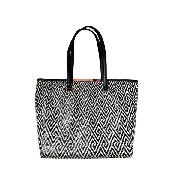 Ted Baker Black Harmony Textured Bar purse Woven Tote - Picture 1 of 16